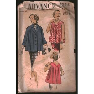 Vintage Advance 6226 Sewing Pattern 1950s Swing Jacket V-Neck Blouse Sz 11 B 29